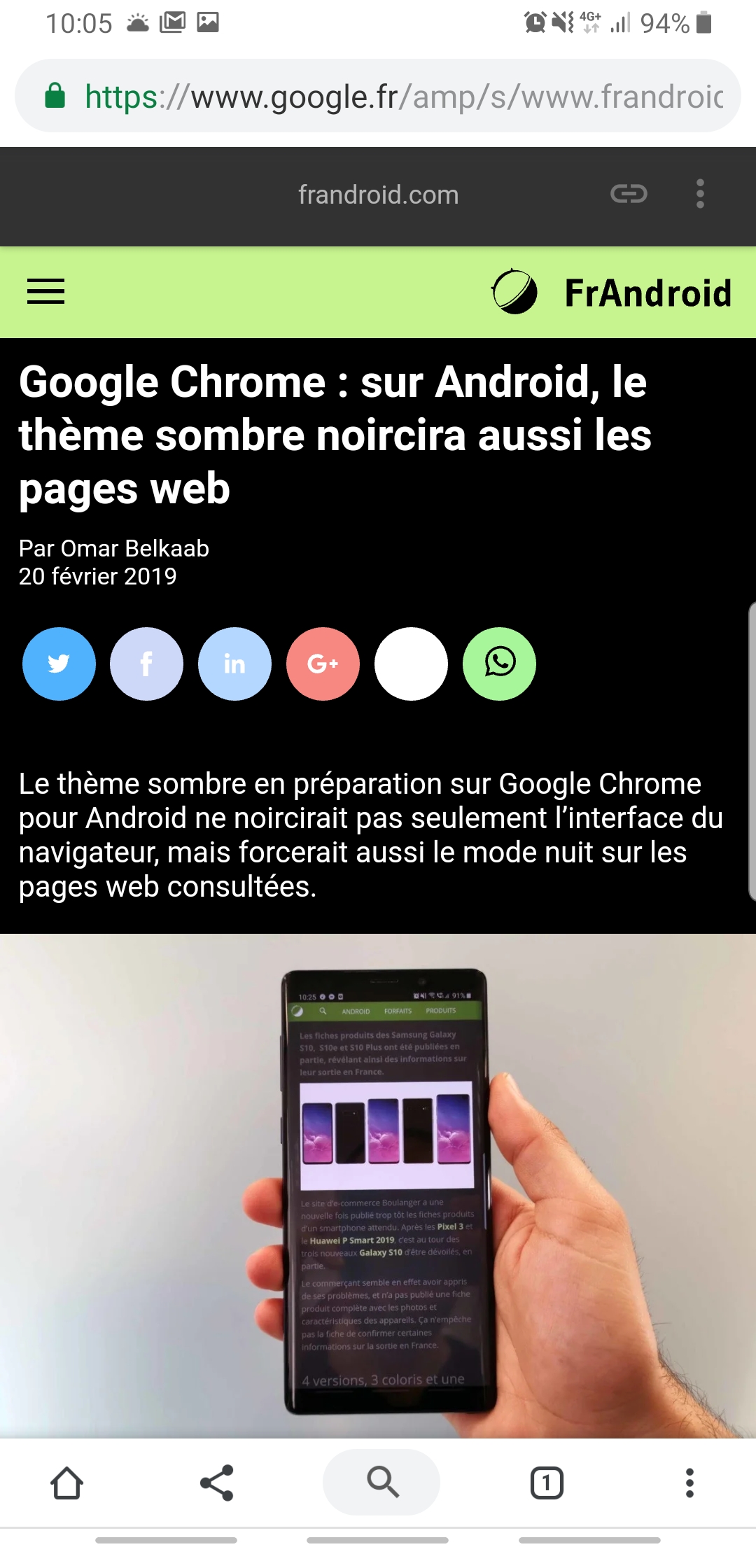 Chrome thème sombre Android