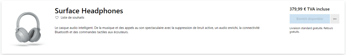 Microsoft Surface Headphones prix france