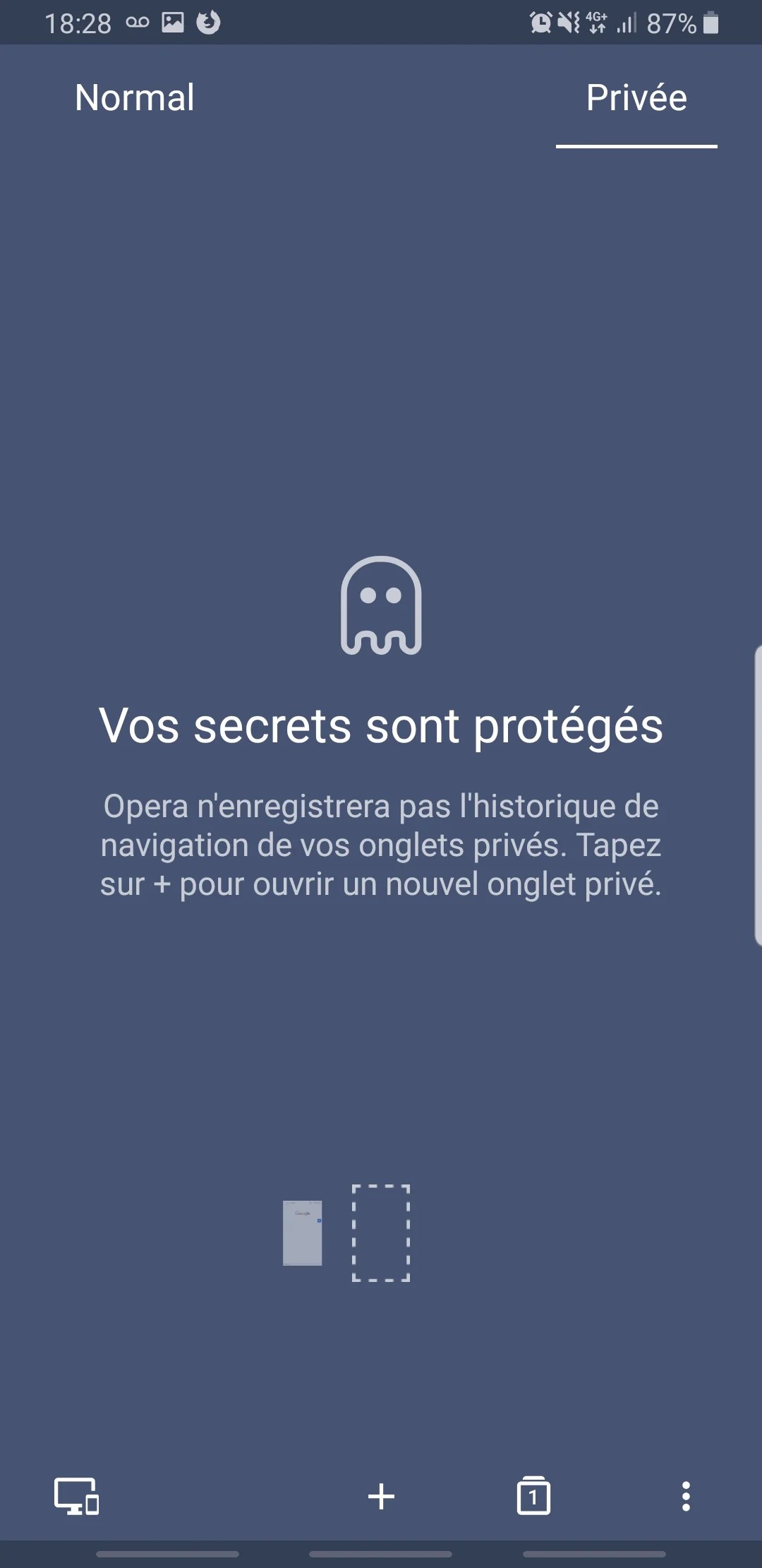 Opera navigation privée Android