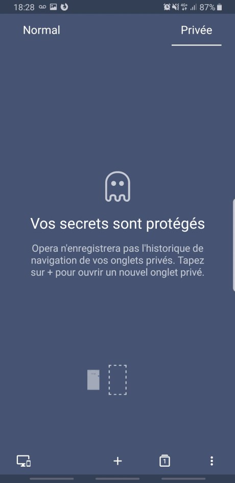 Opera navigation privée Android