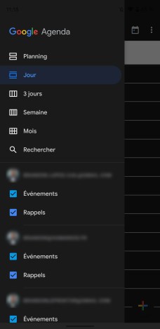 Google Agenda sombre
