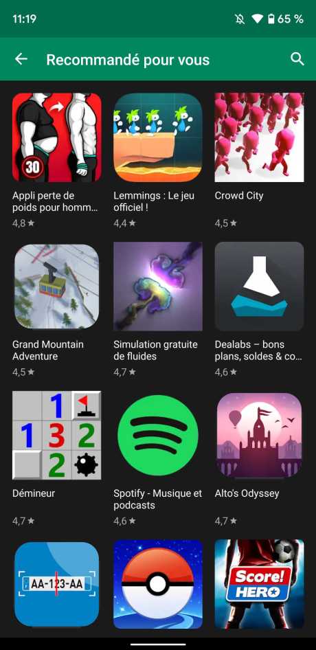 Play Store thème sombre 2