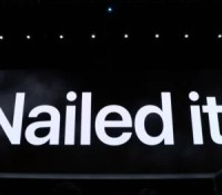 Craig Federighi à la WWDC 2019 devant l'écran "Nailed It"