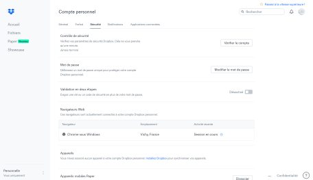 Dropbox double authentification 2
