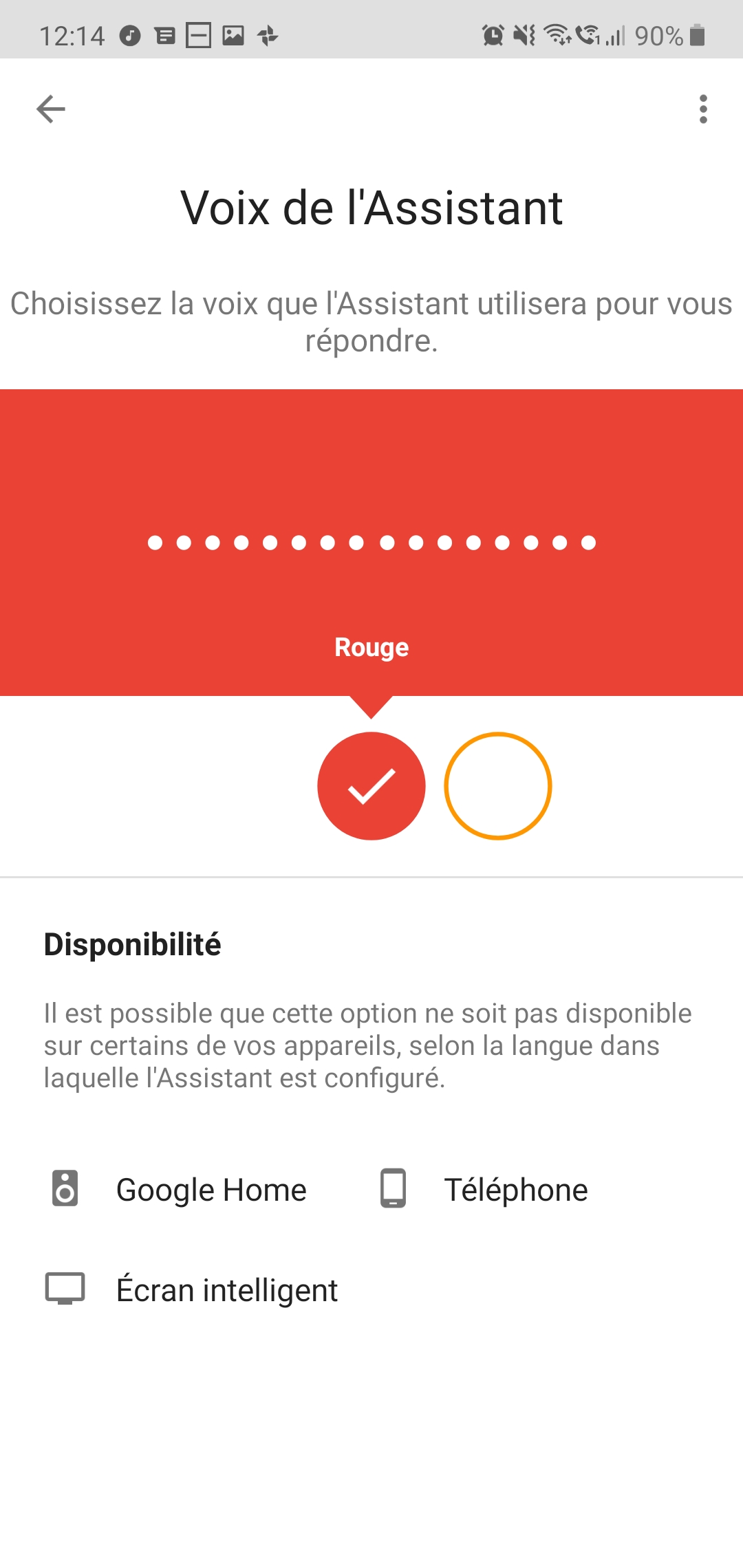 Google Assistant voix rouge