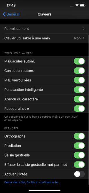 saisie gestuelle ios 3