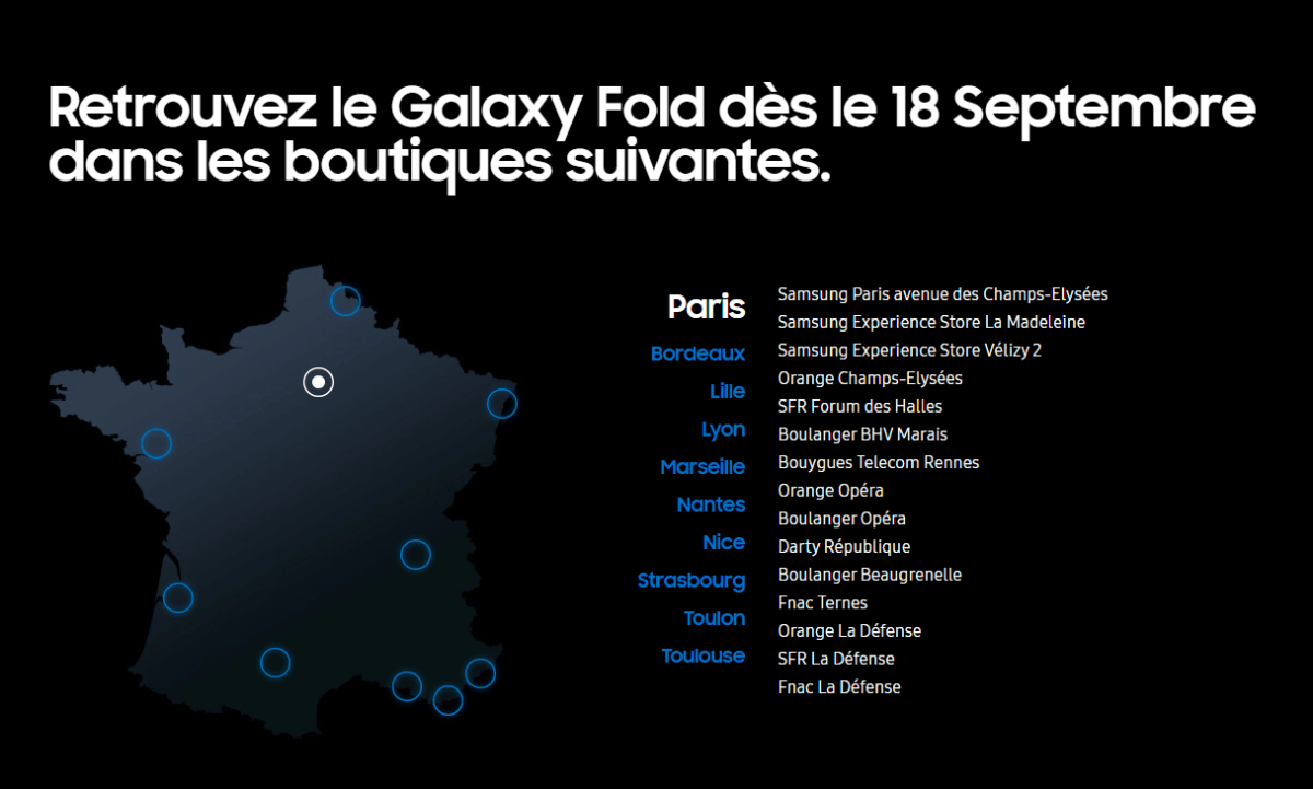 Samsung magasins Galaxy Fold