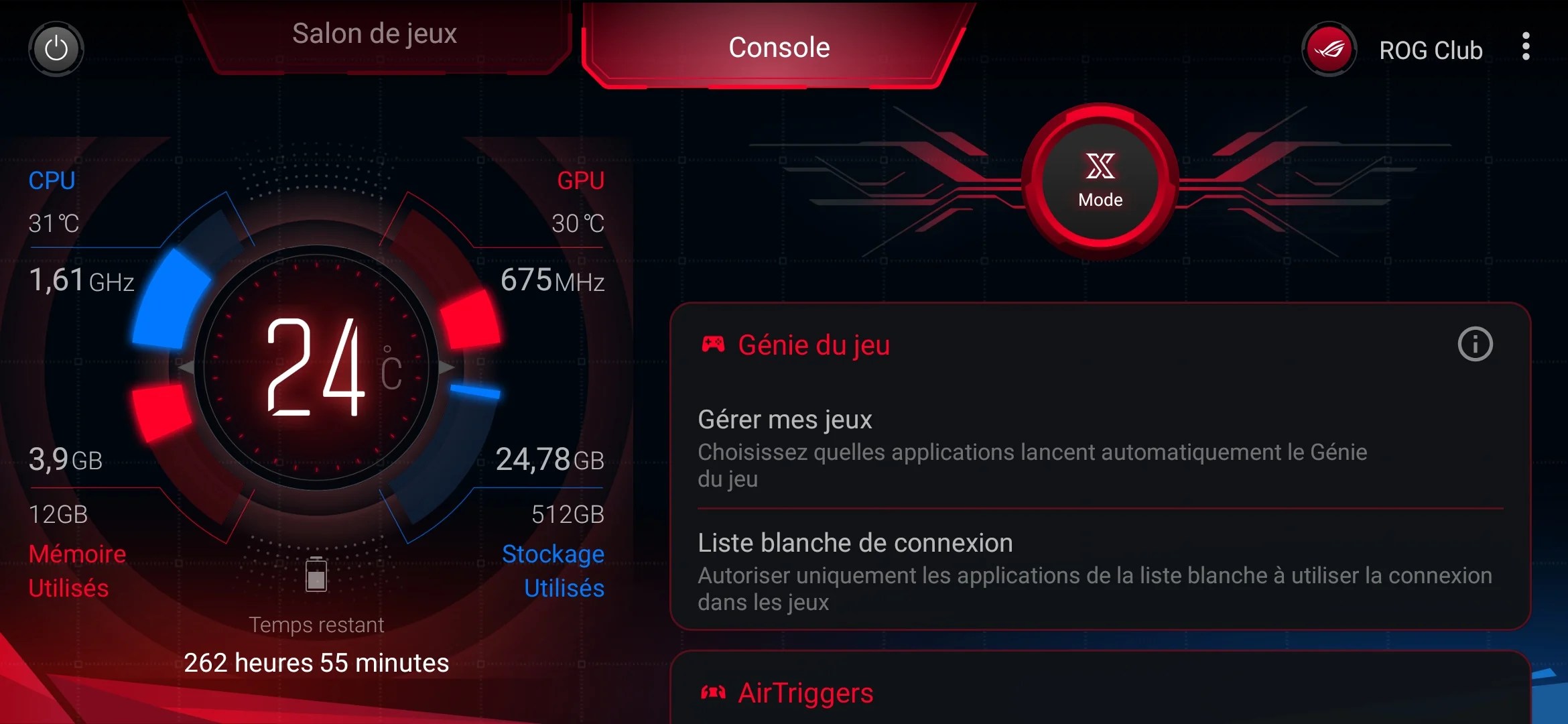 Le mode jeu du ROG Phone 2