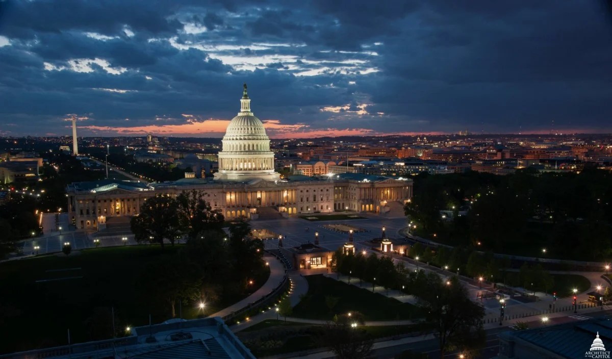 US Congress Capitol at night