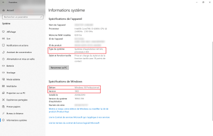 Informations Système de Windows 10