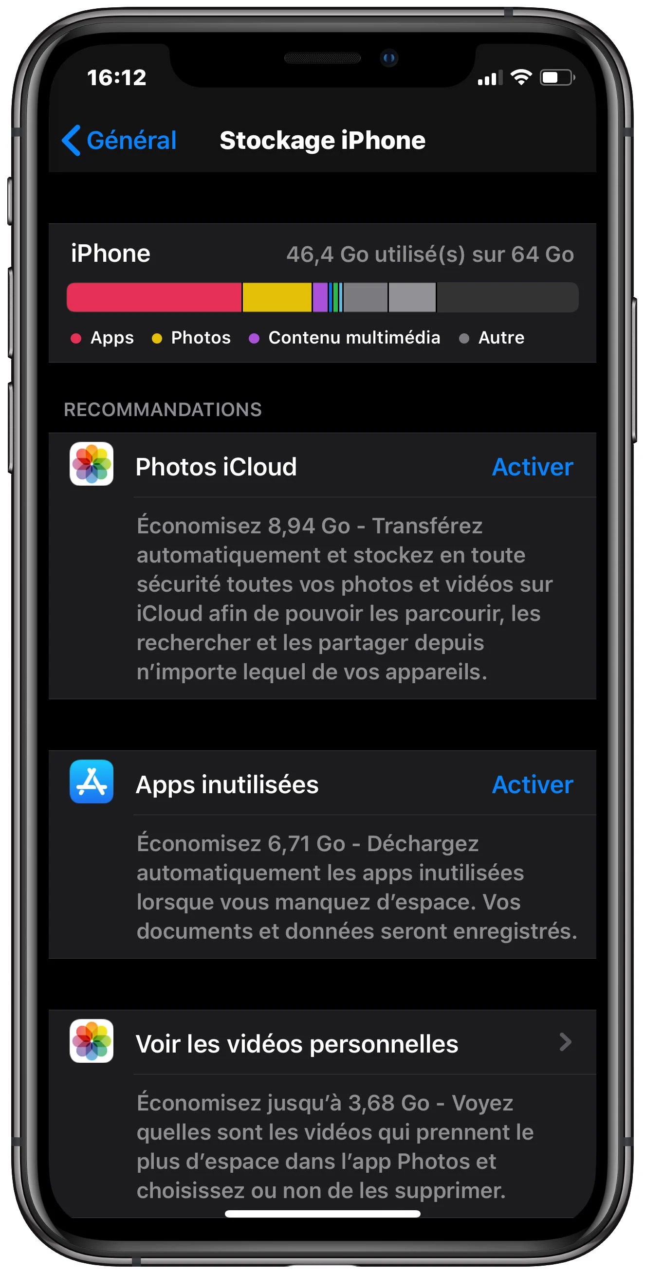 iPhone X stockage le 31 juillet