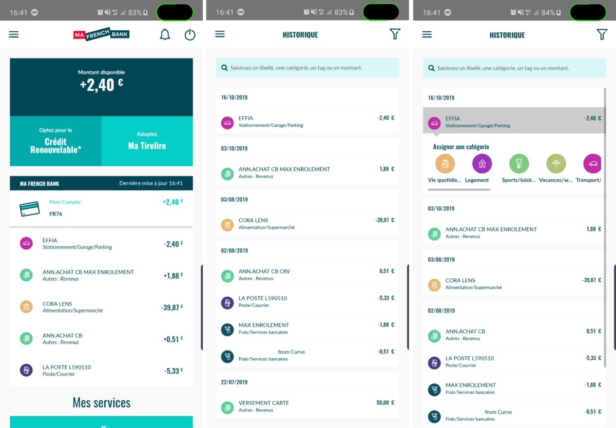ma french bank compte categorisation