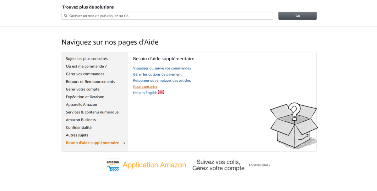 Page d'aide Amazon