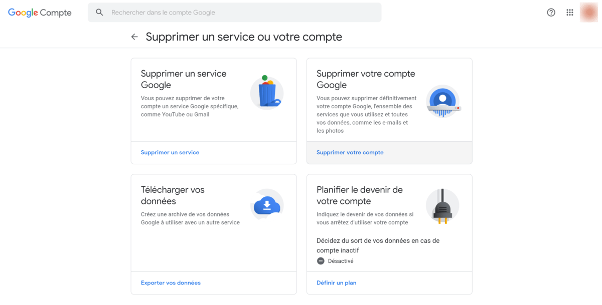 supprimer compte google 3