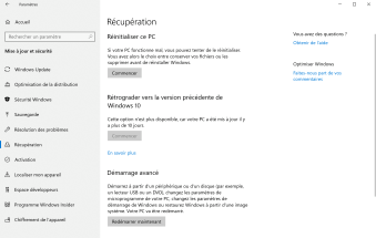 Réinitialiser windows 10 2