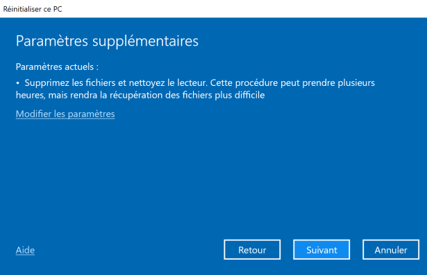 Réinitialiser windows 10 7