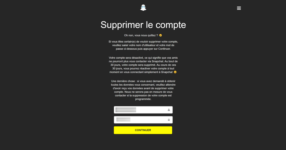 Comment supprimer ou désactiver son compte Snapchat