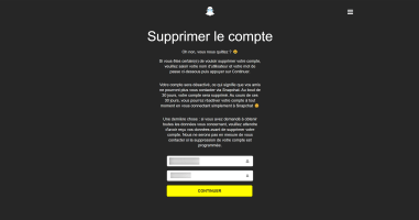 Supprimer compte snap 2