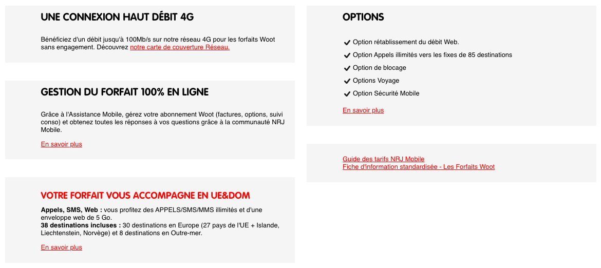 contenu forfait mobile NRJ