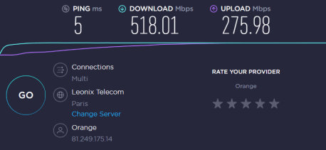 Speedtest à 1m de la Livebox