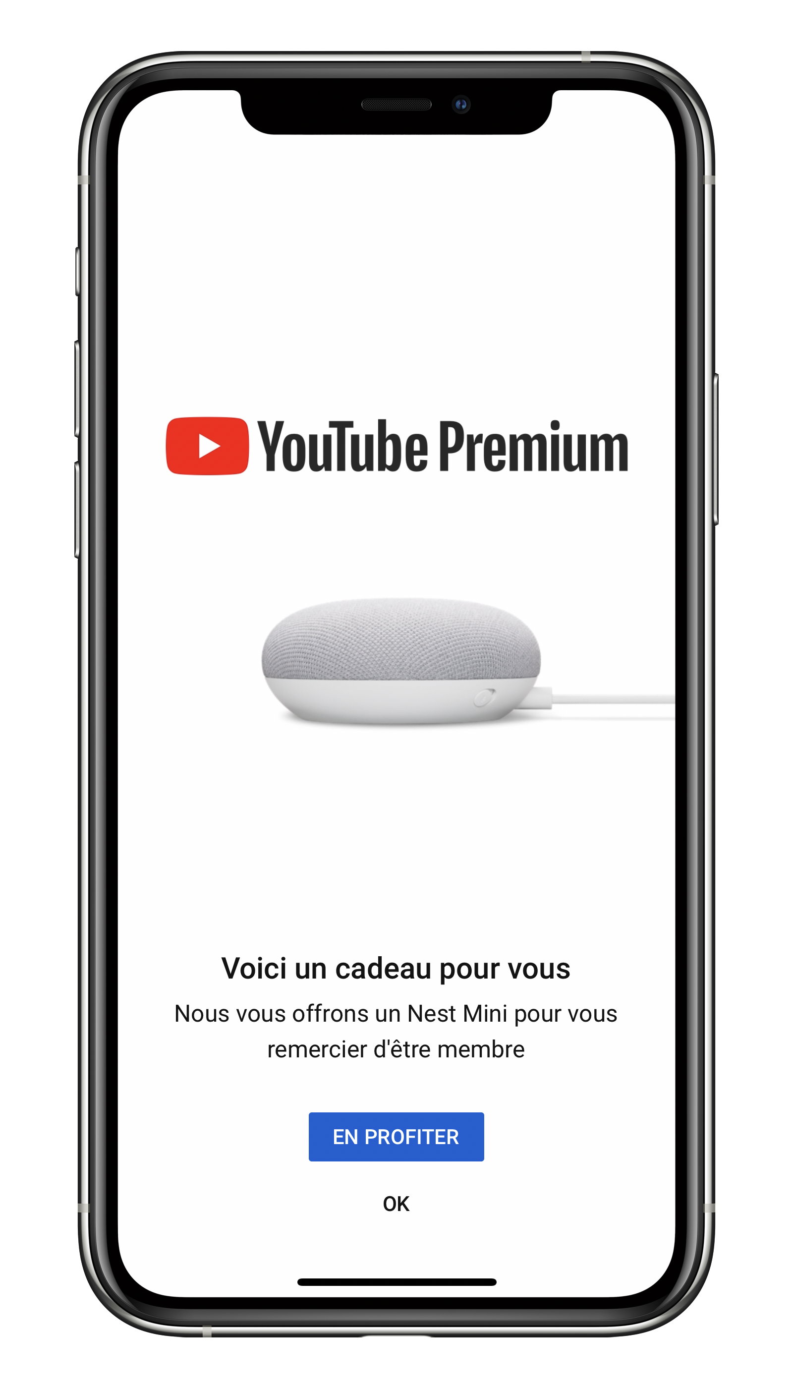 YouTube Premium offre nest mini iPhone