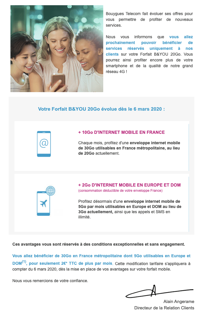 Bouygues Telecom exemple augmentation