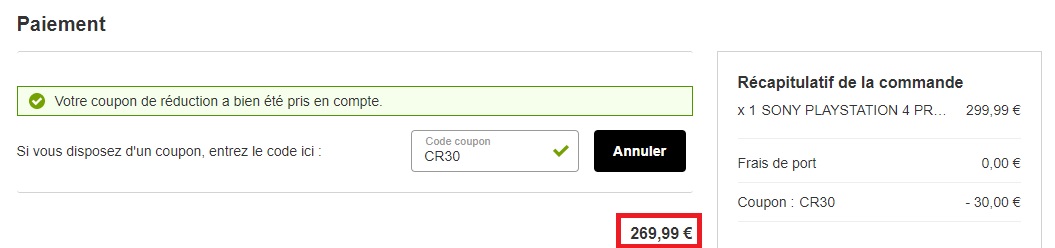 code promo PS4 Pro Rakuten