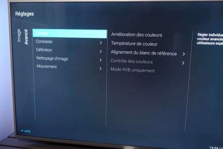 Les menus de calibration sont simples à utiliser