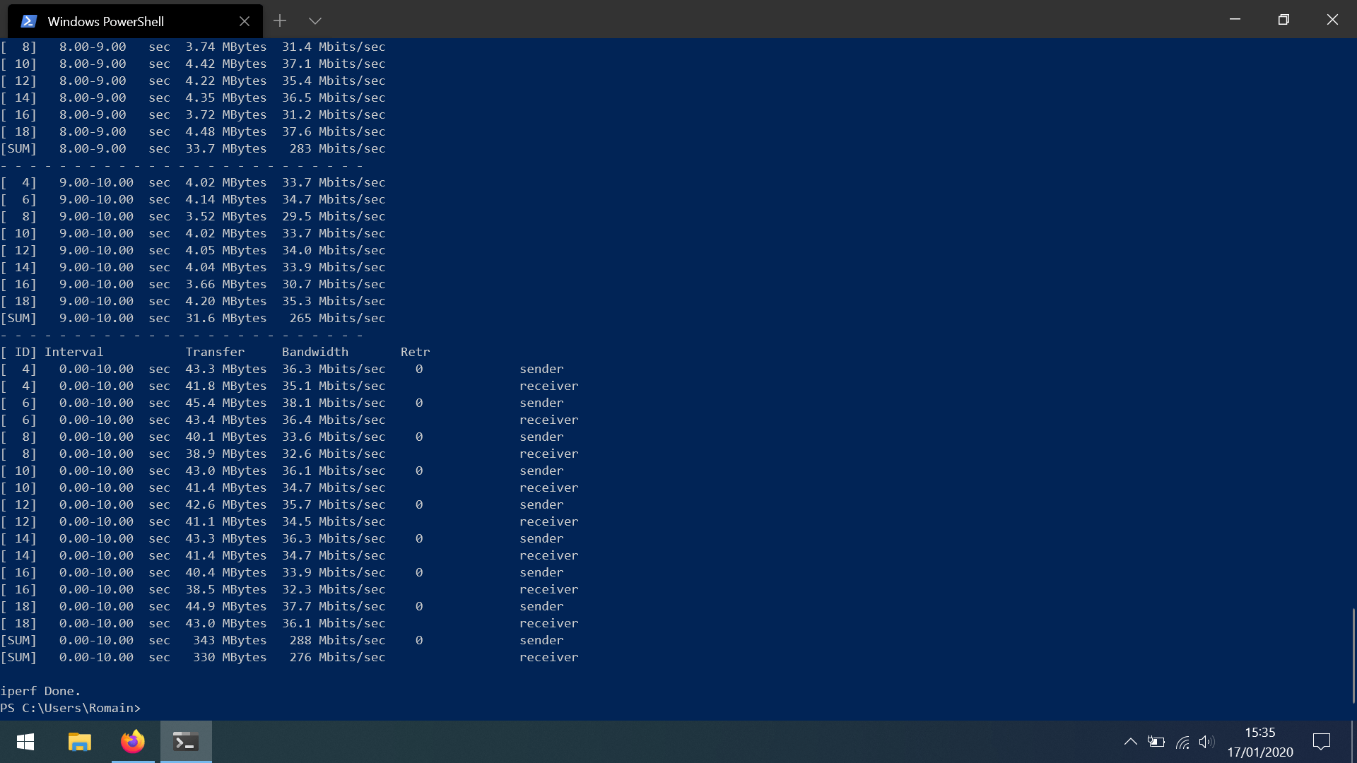 iperf3 à distance