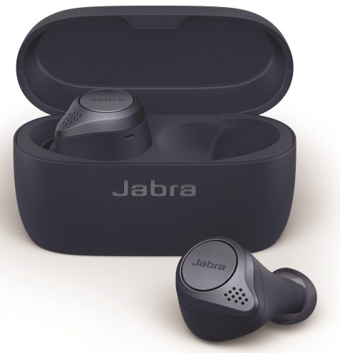 Jabra Elite Active 75t Navy_cradle _ earbud front LB