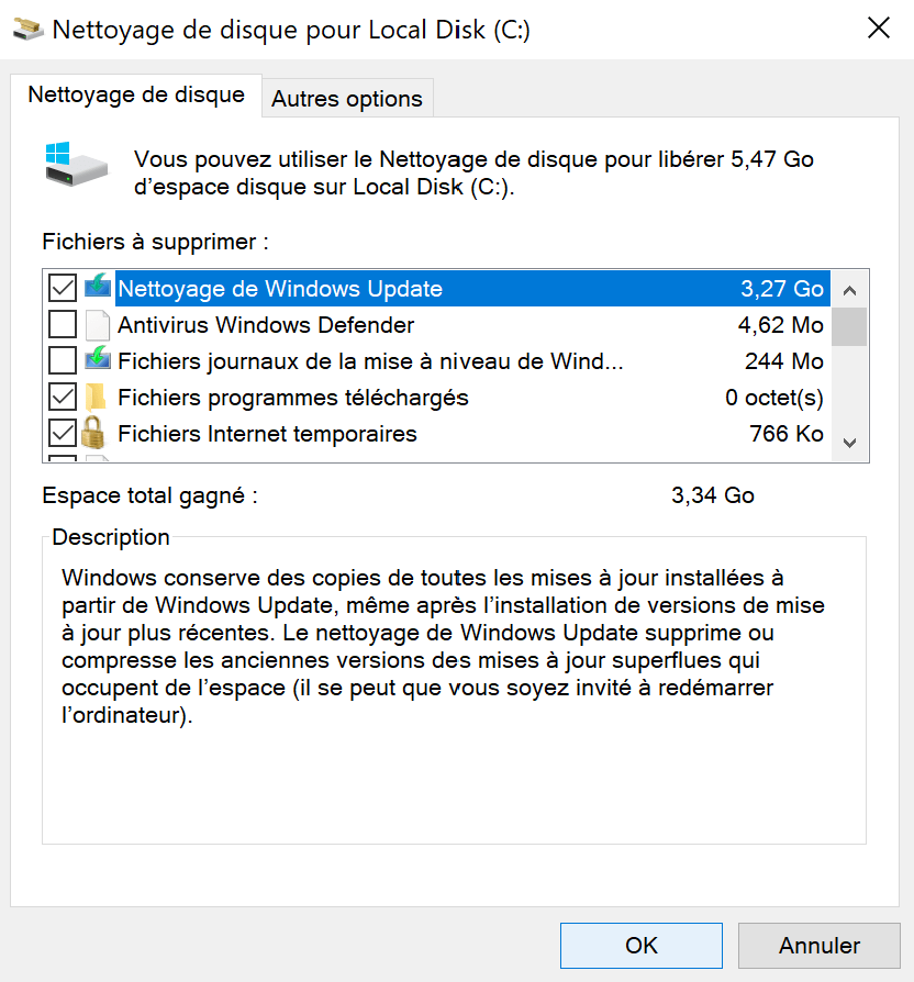 Libérer espace Windows 19