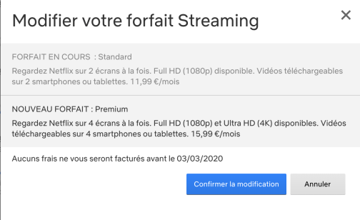 Changer forfait Netflix 3