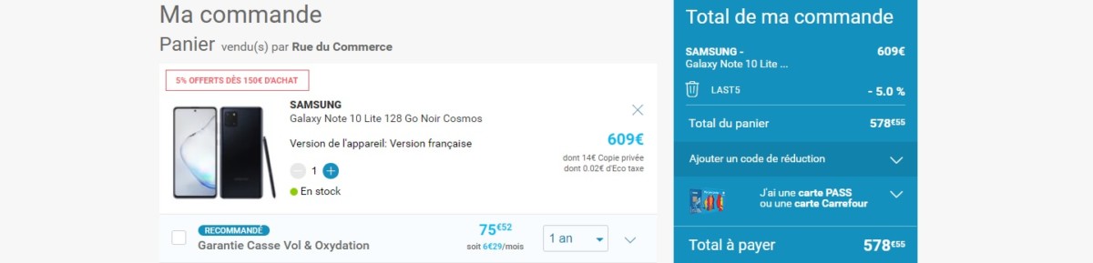 code promo galaxy note 10 lite