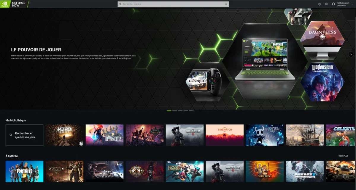 Interface GeForce Now