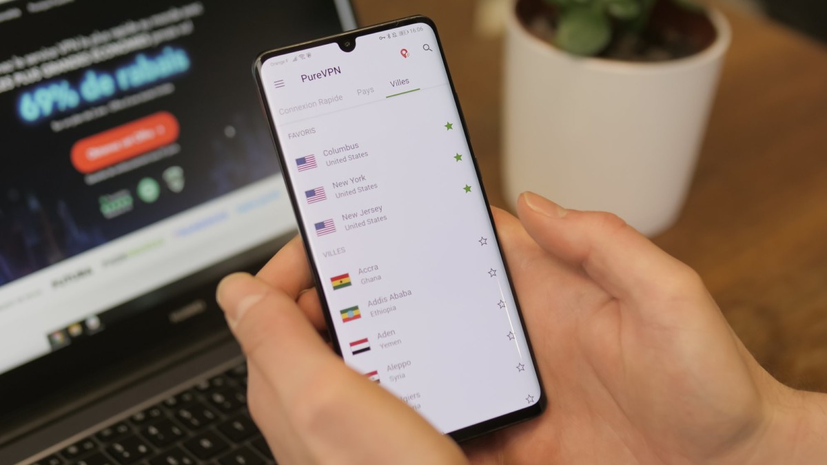 PureVPN liste serveur etats unis
