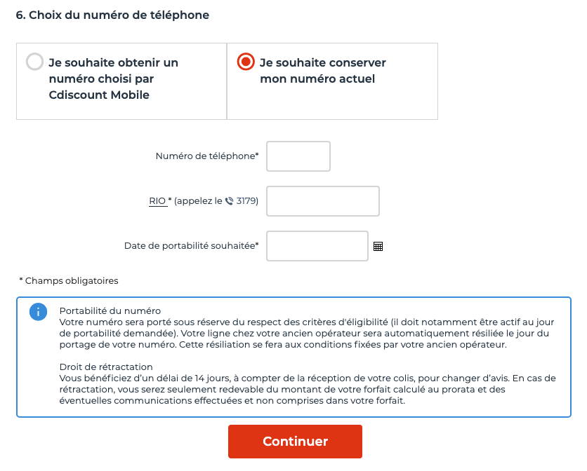 Cdiscount mobile conserver numero