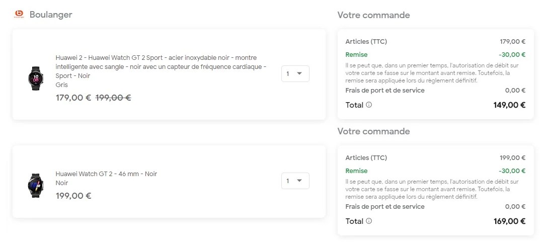 code promo modèle 42 et 46 mm huawei watch gt 2