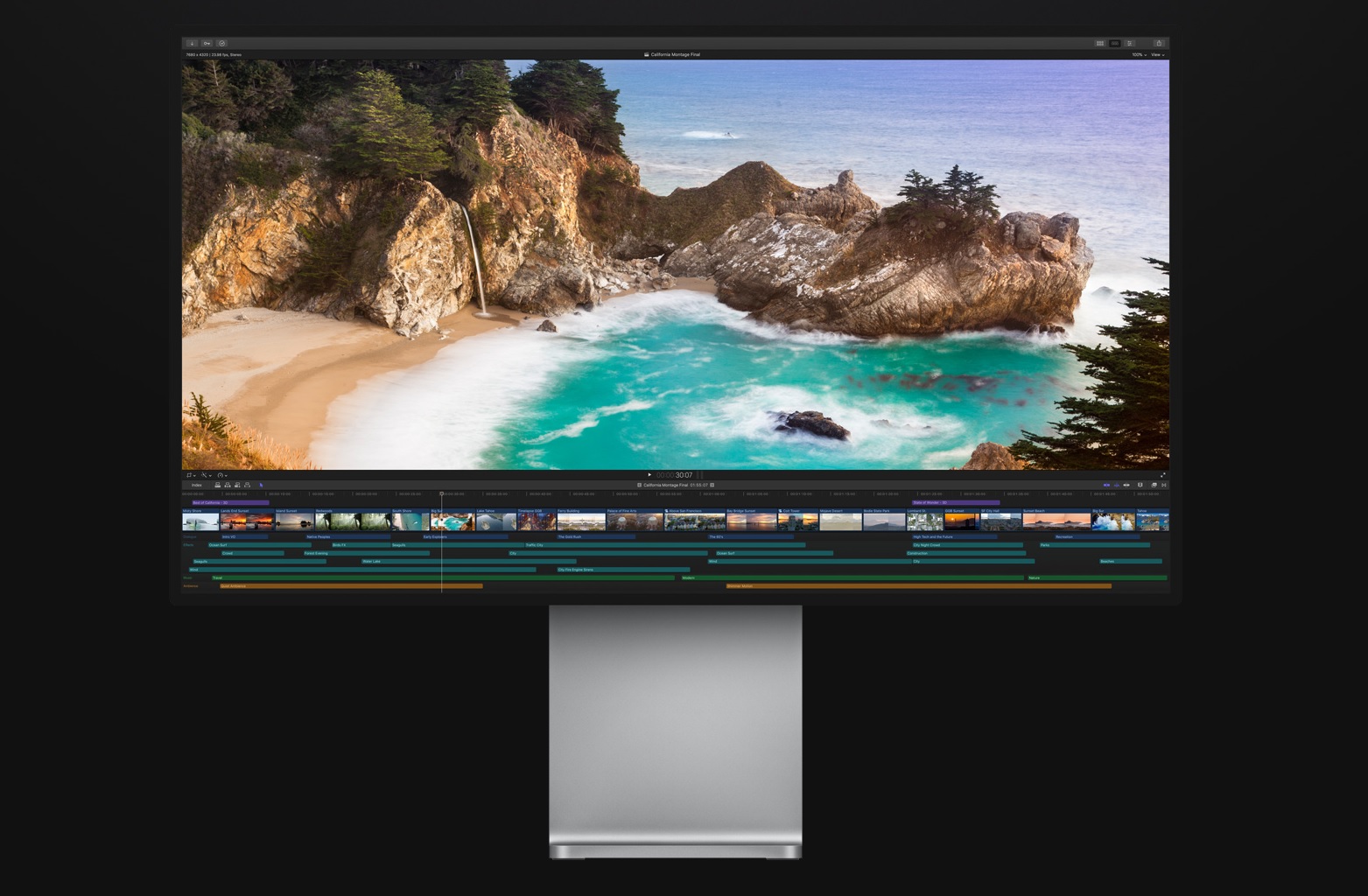 Final Cut Pro X sur l'écran Apple XDR