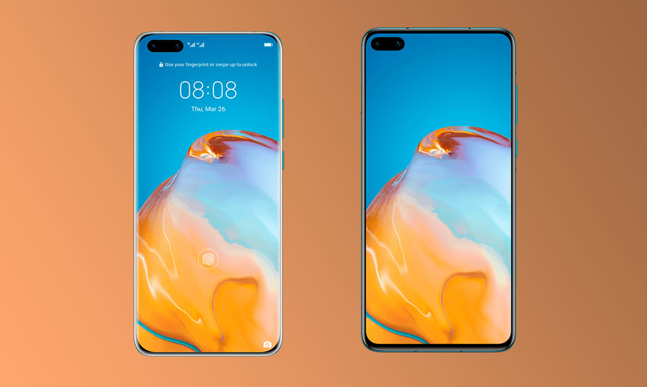 Le Huawei P40 Pro, à gauche, et le Huawei P40, à droite