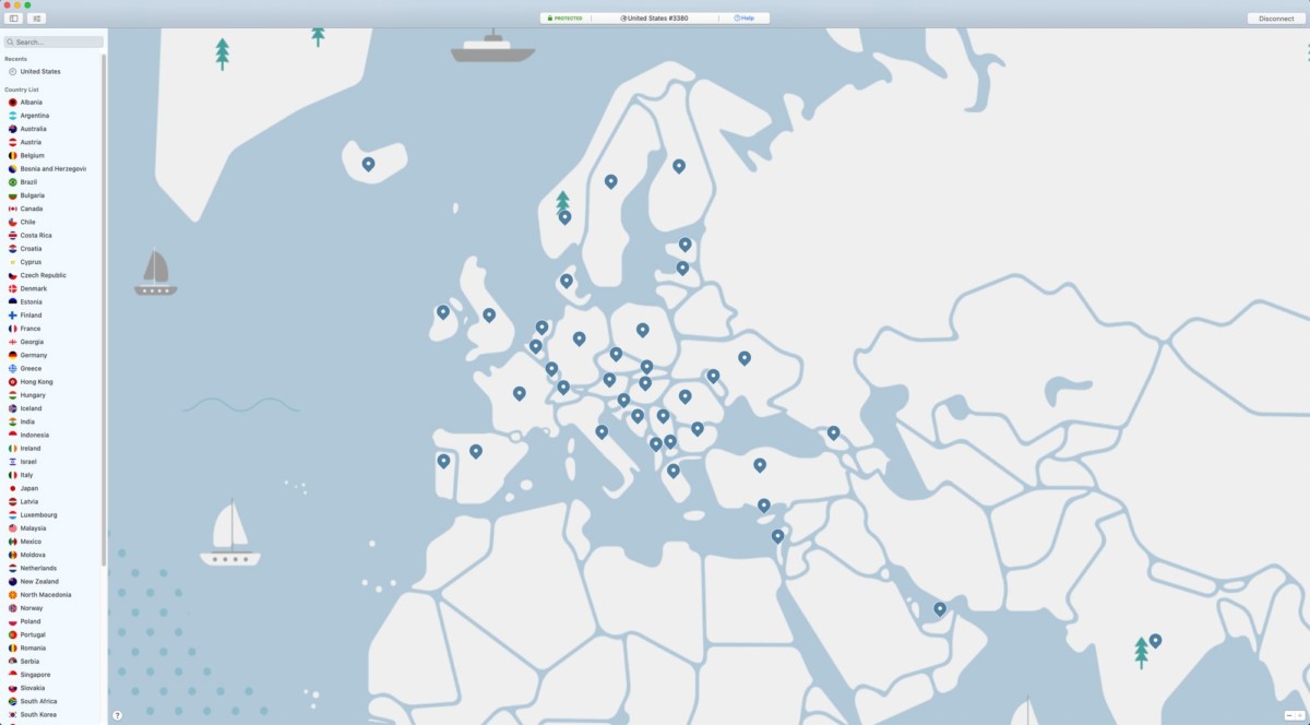 nordvpn app desktop carte monde