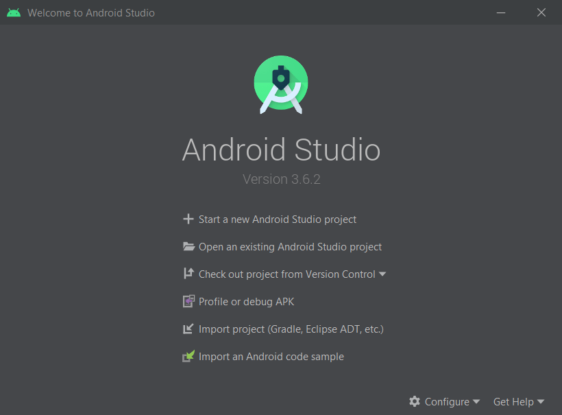 Cliquez d'abord sur Start a new Android Studio project