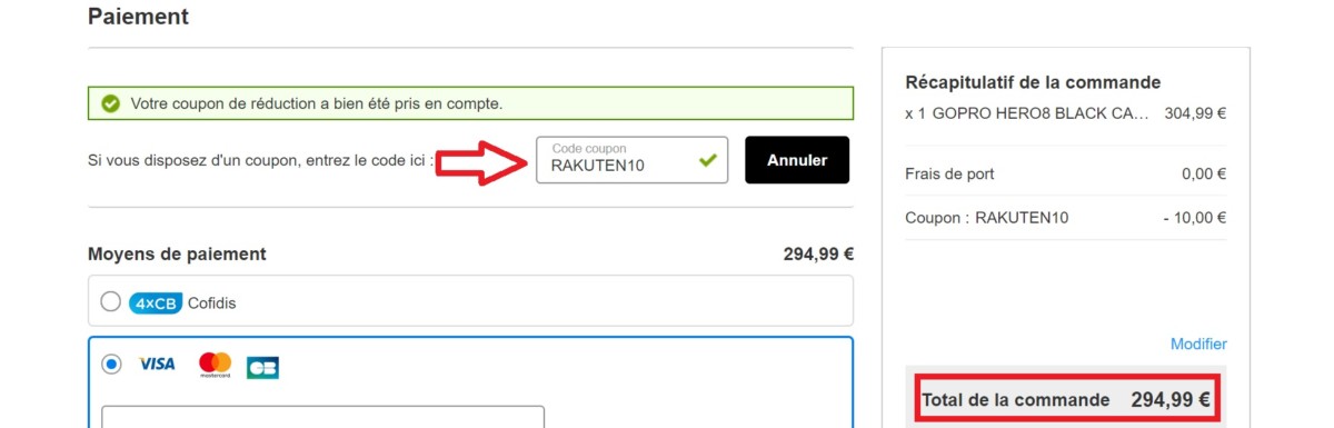 code promo gopro8 hero black rakuten