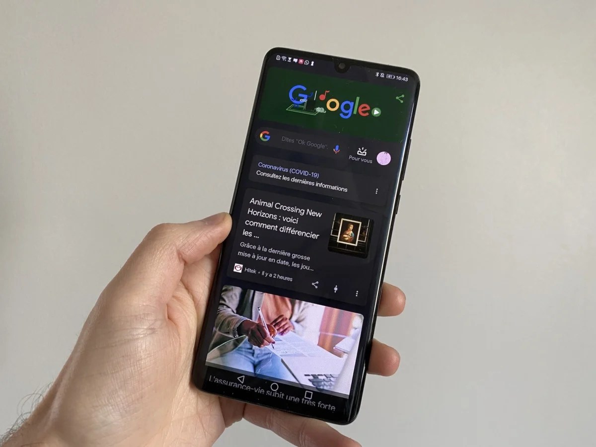 L'interface actuelle de Google Discover