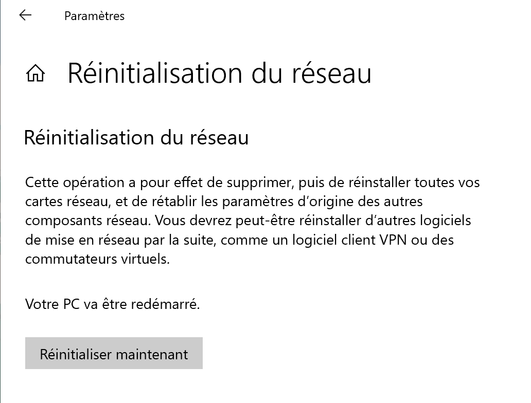 Reinitialiser paramètres Windows 4