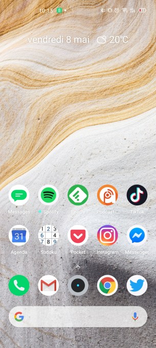 L'écran d'accueil de Realme UI