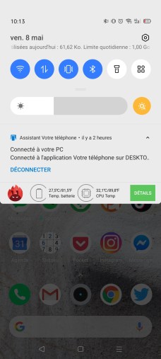 L'écran de notifications du Realme X50 Pro