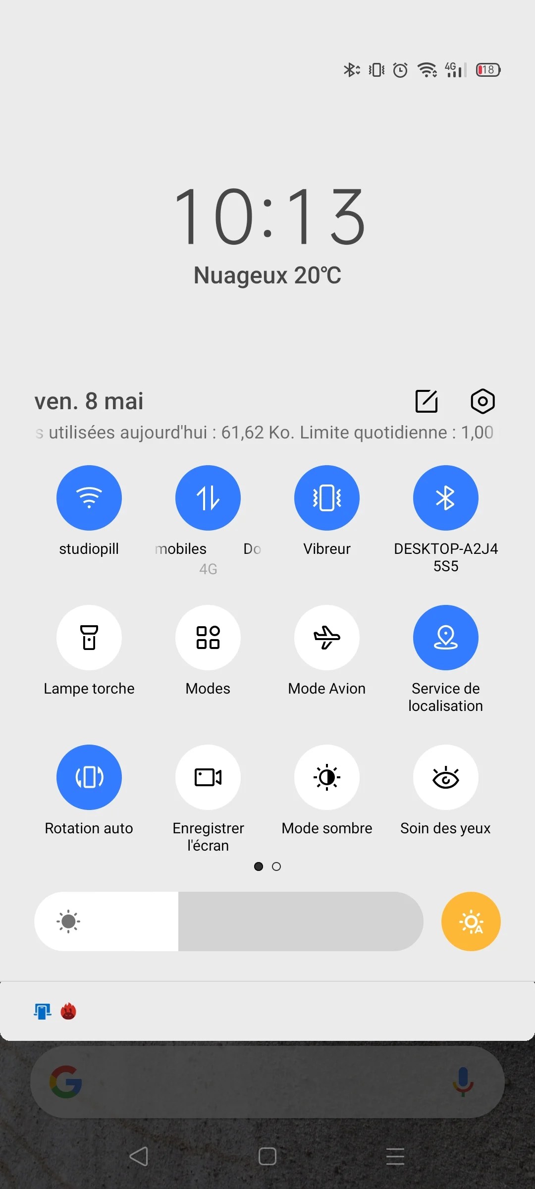 Les paramètres rapides sur Realme UI