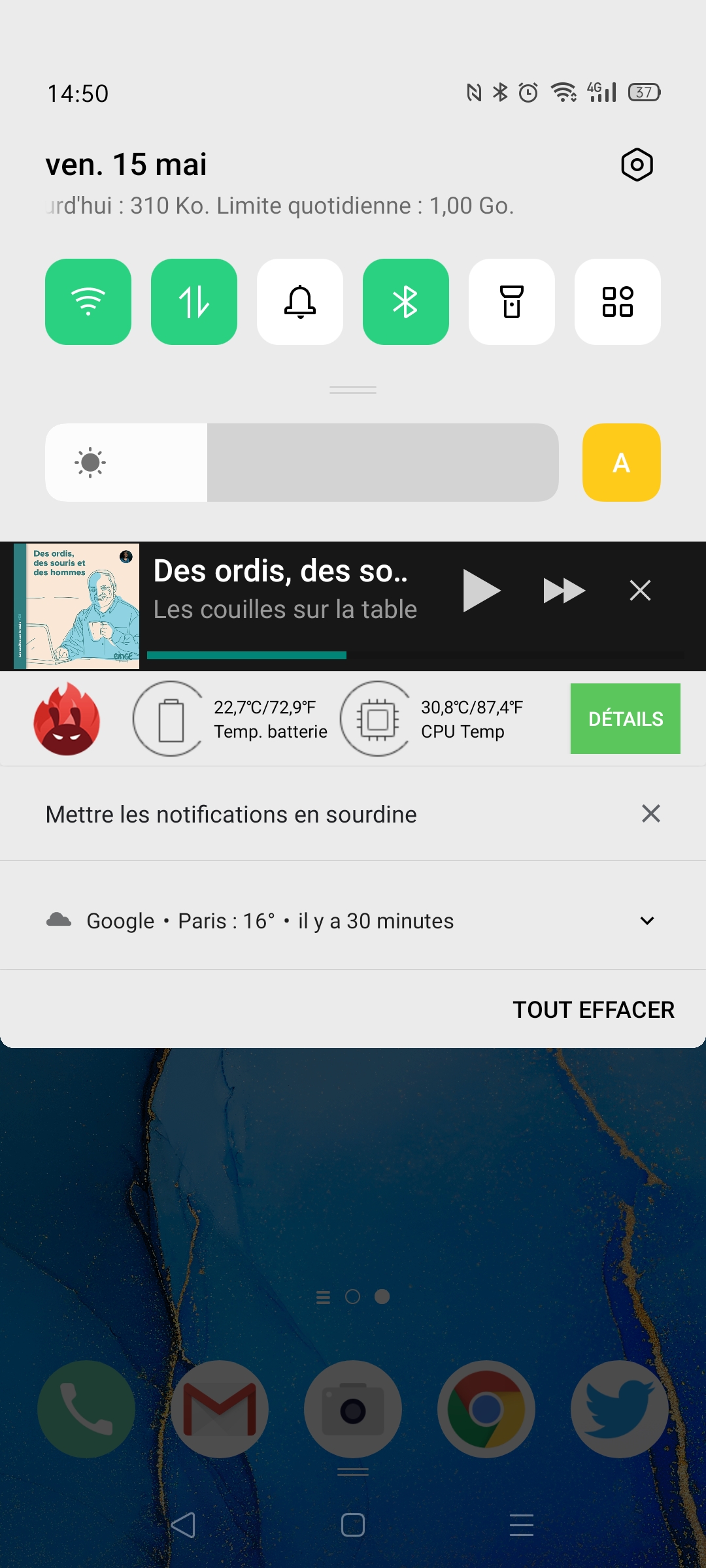 L'écran de notifications de l'Oppo Find X2 Neo
