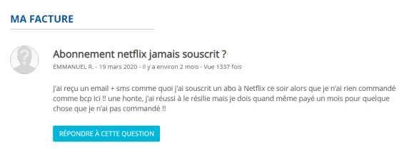 Plainte d'un client Bouygues pour un abonnement Netflix non voulu