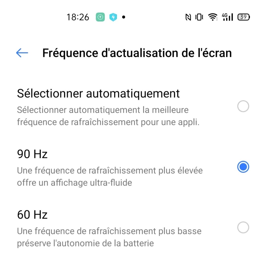 Mode 90 Hz sur le Realme 6 Pro
